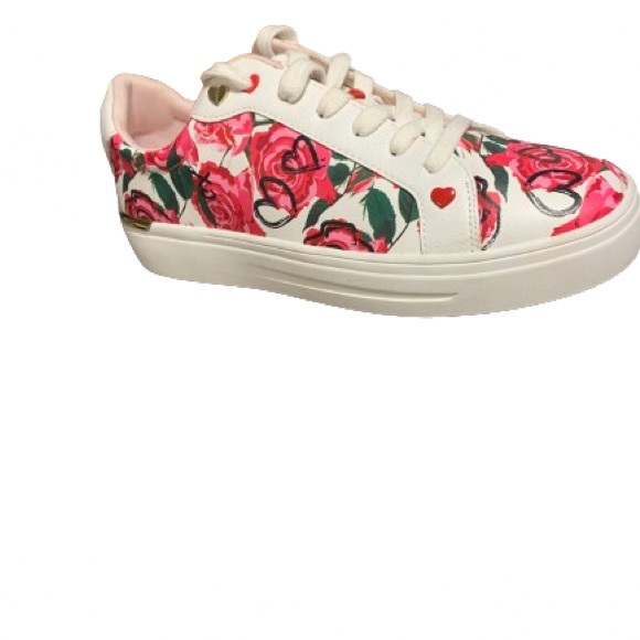 BNWT ALDO white lace up running shoes with rose flower pattern - Picture 2 of 4